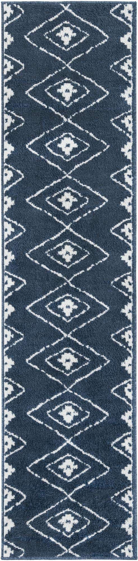 Blue 2' x 8' Norge Runner Area Rug 100% Polypropylene Easy Clean Non Shed Stain Resistant Modern Carpet for Home Interior Design for Sale at Rug Engine