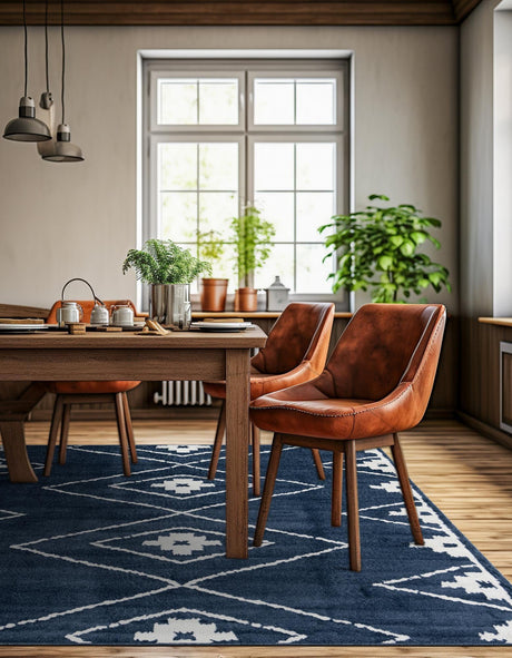 Blue 7' 10 x 7' 10 Norge Square Area Rug 100% Polypropylene Easy Clean Non Shed Stain Resistant Modern Carpet for Home Interior Design for Sale at Rug Engine