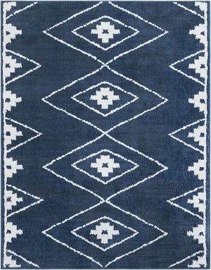 Blue 7' 10 x 10' Norge Rectangle Area Rug 100% Polypropylene Easy Clean Non Shed Stain Resistant Modern Carpet for Home Interior Design for Sale at Rug Engine