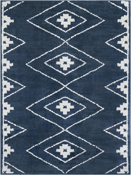 Blue 9' x 12' Norge Rectangle Area Rug 100% Polypropylene Easy Clean Non Shed Stain Resistant Modern Carpet for Home Interior Design for Sale at Rug Engine