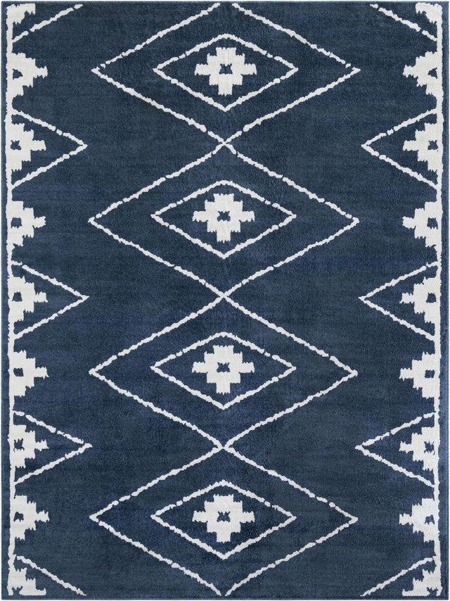 Blue 9' x 12' Norge Rectangle Area Rug 100% Polypropylene Easy Clean Non Shed Stain Resistant Modern Carpet for Home Interior Design for Sale at Rug Engine