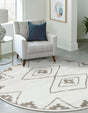 Ivory 5' 1 x 5' 1 Norge Round Area Rug 100% Polypropylene Easy Clean Non Shed Stain Resistant Modern Carpet for Home Interior Design for Sale at Rug Engine
