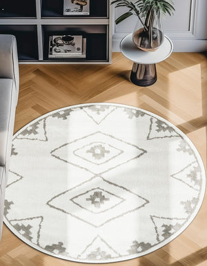 Ivory 3' 1 x 3' 1 Norge Round Area Rug 100% Polypropylene Easy Clean Non Shed Stain Resistant Modern Carpet for Home Interior Design for Sale at Rug Engine