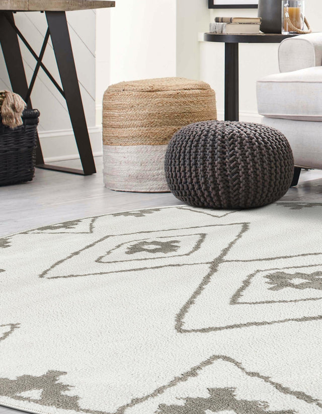 Ivory 10' x 10' Norge Round Area Rug 100% Polypropylene Easy Clean Non Shed Stain Resistant Modern Carpet for Home Interior Design for Sale at Rug Engine