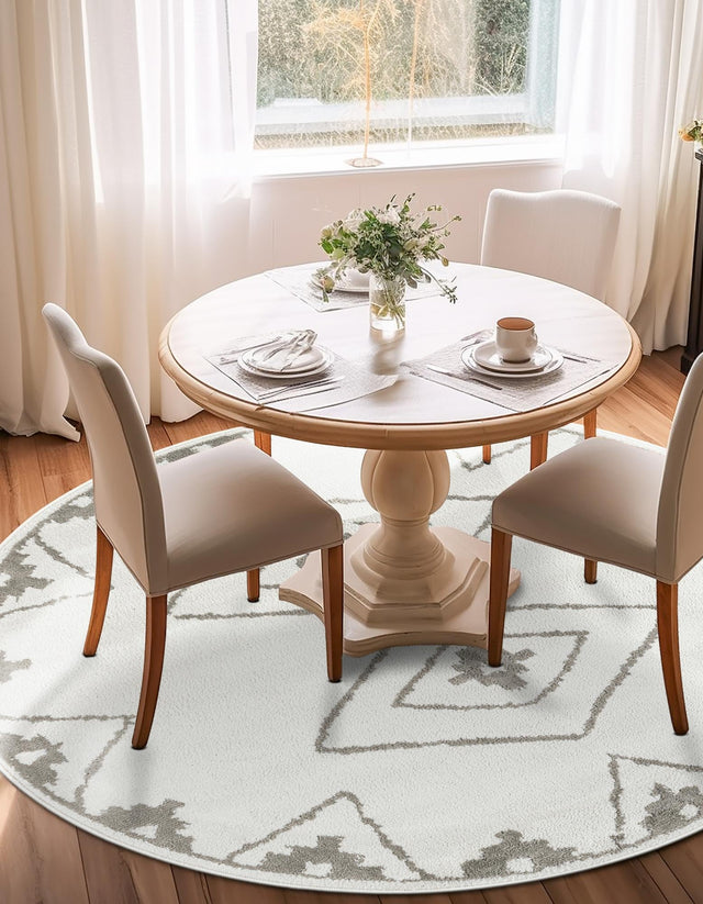 Ivory 10' x 10' Norge Round Area Rug 100% Polypropylene Easy Clean Non Shed Stain Resistant Modern Carpet for Home Interior Design for Sale at Rug Engine