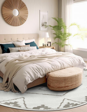 Ivory 10' x 10' Norge Round Area Rug 100% Polypropylene Easy Clean Non Shed Stain Resistant Modern Carpet for Home Interior Design for Sale at Rug Engine