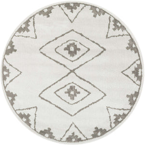 Ivory 5' 1 x 5' 1 Norge Round Area Rug 100% Polypropylene Easy Clean Non Shed Stain Resistant Modern Carpet for Home Interior Design for Sale at Rug Engine