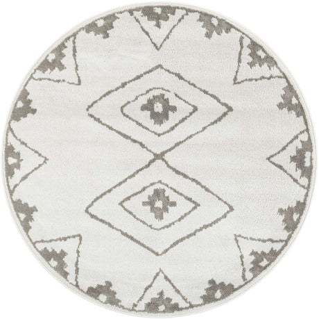 Ivory 5' 1 x 5' 1 Norge Round Area Rug 100% Polypropylene Easy Clean Non Shed Stain Resistant Modern Carpet for Home Interior Design for Sale at Rug Engine