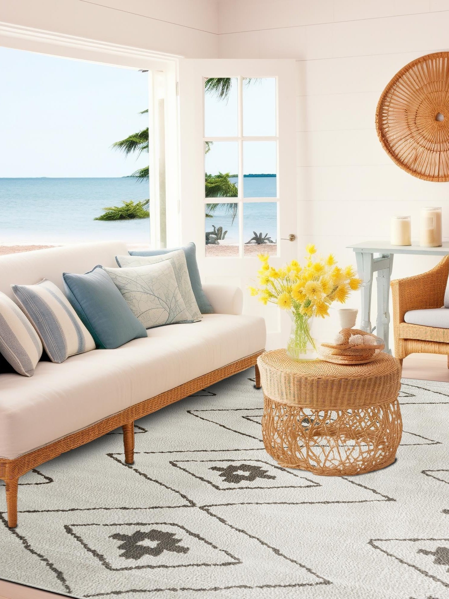 Ivory 10' x 13' 1 Norge Rectangle Area Rug 100% Polypropylene Easy Clean Non Shed Stain Resistant Modern Carpet for Home Interior Design for Sale at Rug Engine