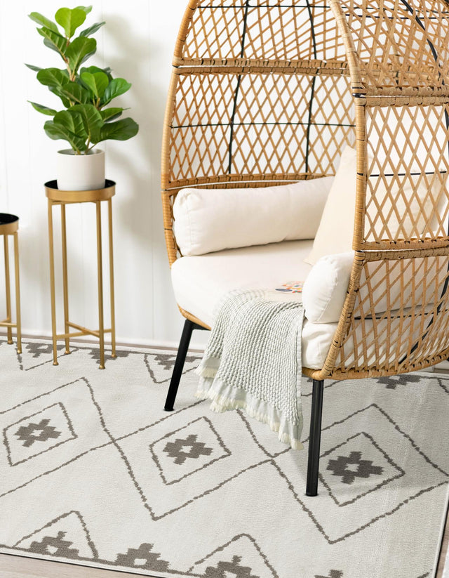 Ivory 5' 1 x 8' Norge Rectangle Area Rug 100% Polypropylene Easy Clean Non Shed Stain Resistant Modern Carpet for Home Interior Design for Sale at Rug Engine