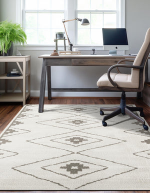 Ivory 9' x 12' Norge Rectangle Area Rug 100% Polypropylene Easy Clean Non Shed Stain Resistant Modern Carpet for Home Interior Design for Sale at Rug Engine