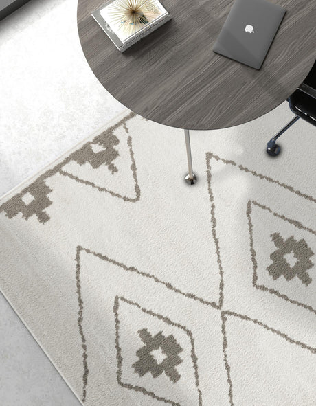 Ivory 5' 1 x 8' Norge Rectangle Area Rug 100% Polypropylene Easy Clean Non Shed Stain Resistant Modern Carpet for Home Interior Design for Sale at Rug Engine
