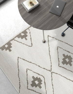 Ivory 5' 1 x 7' 1 Norge Rectangle Area Rug 100% Polypropylene Easy Clean Non Shed Stain Resistant Modern Carpet for Home Interior Design for Sale at Rug Engine