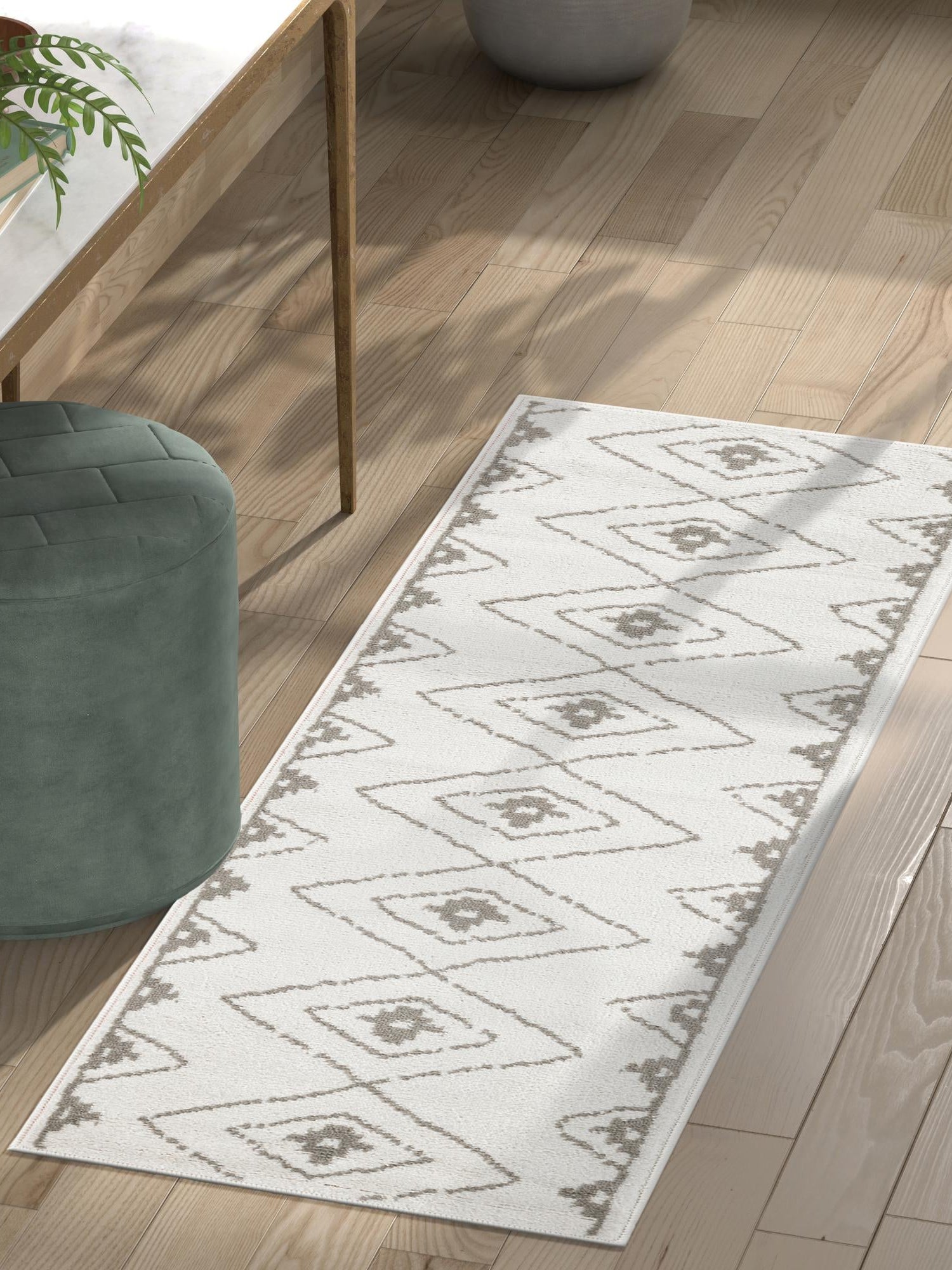 Ivory 2' x 6' 1 Norge Runner Area Rug 100% Polypropylene Easy Clean Non Shed Stain Resistant Modern Carpet for Home Interior Design for Sale at Rug Engine