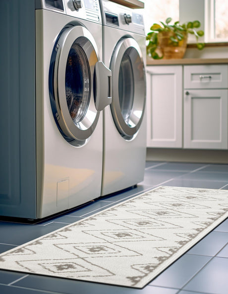 Ivory 2' x 6' 1 Norge Runner Area Rug 100% Polypropylene Easy Clean Non Shed Stain Resistant Modern Carpet for Home Interior Design for Sale at Rug Engine
