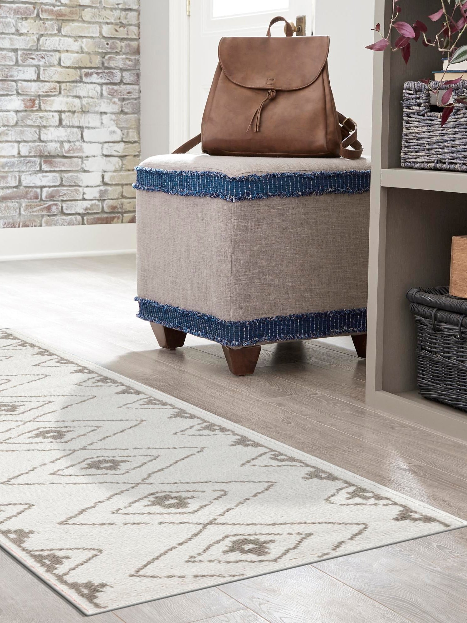 Ivory 2' x 8' Norge Runner Area Rug 100% Polypropylene Easy Clean Non Shed Stain Resistant Modern Carpet for Home Interior Design for Sale at Rug Engine