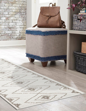 Ivory 2' x 8' Norge Runner Area Rug 100% Polypropylene Easy Clean Non Shed Stain Resistant Modern Carpet for Home Interior Design for Sale at Rug Engine