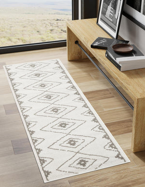 Ivory 2' 7 x 10' Norge Runner Area Rug 100% Polypropylene Easy Clean Non Shed Stain Resistant Modern Carpet for Home Interior Design for Sale at Rug Engine