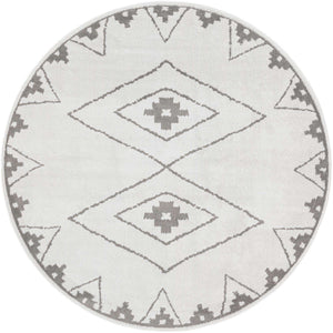 Ivory 7' 10 x 7' 10 Norge Round Area Rug 100% Polypropylene Easy Clean Non Shed Stain Resistant Modern Carpet for Home Interior Design for Sale at Rug Engine
