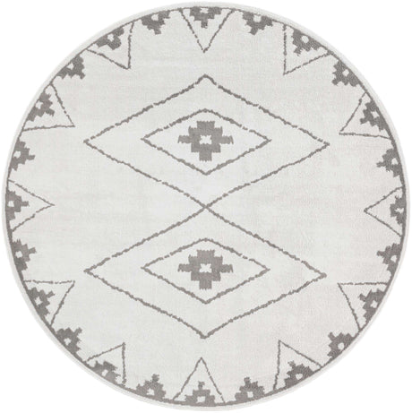 Ivory 7' 10 x 7' 10 Norge Round Area Rug 100% Polypropylene Easy Clean Non Shed Stain Resistant Modern Carpet for Home Interior Design for Sale at Rug Engine