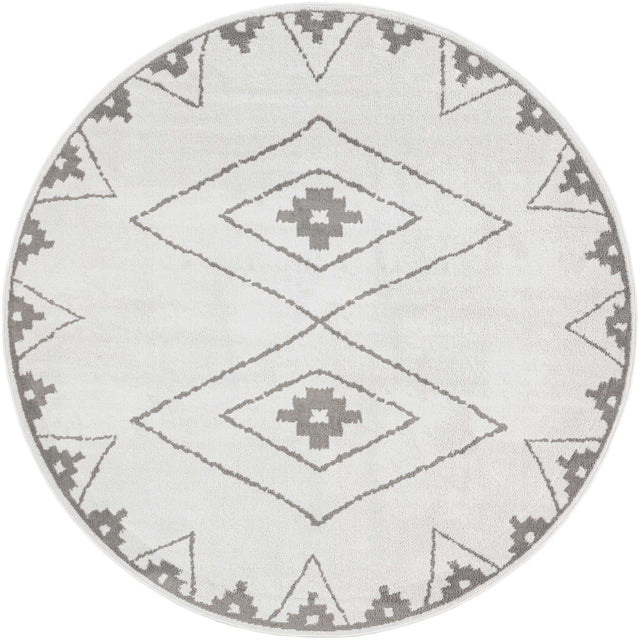 Ivory 7' 10 x 7' 10 Norge Round Area Rug 100% Polypropylene Easy Clean Non Shed Stain Resistant Modern Carpet for Home Interior Design for Sale at Rug Engine