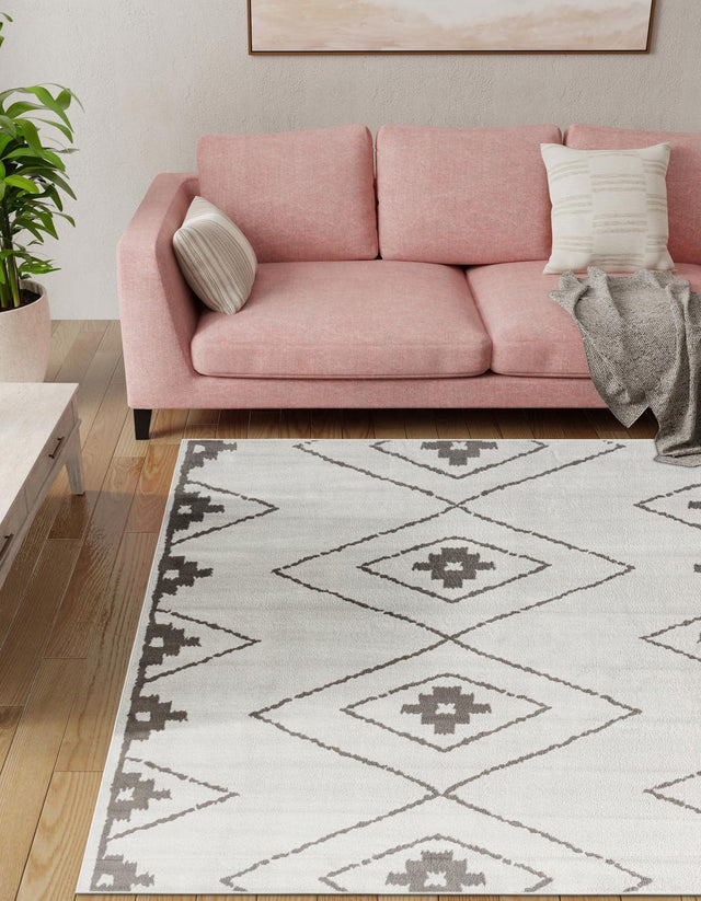 Ivory 7' 10 x 7' 10 Norge Square Area Rug 100% Polypropylene Easy Clean Non Shed Stain Resistant Modern Carpet for Home Interior Design for Sale at Rug Engine