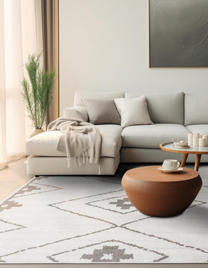 Ivory 10' x 10' Norge Square Area Rug 100% Polypropylene Easy Clean Non Shed Stain Resistant Modern Carpet for Home Interior Design for Sale at Rug Engine