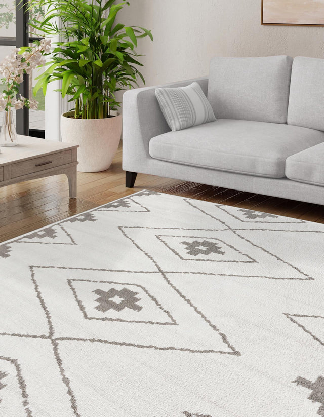 Ivory 7' 10 x 7' 10 Norge Square Area Rug 100% Polypropylene Easy Clean Non Shed Stain Resistant Modern Carpet for Home Interior Design for Sale at Rug Engine