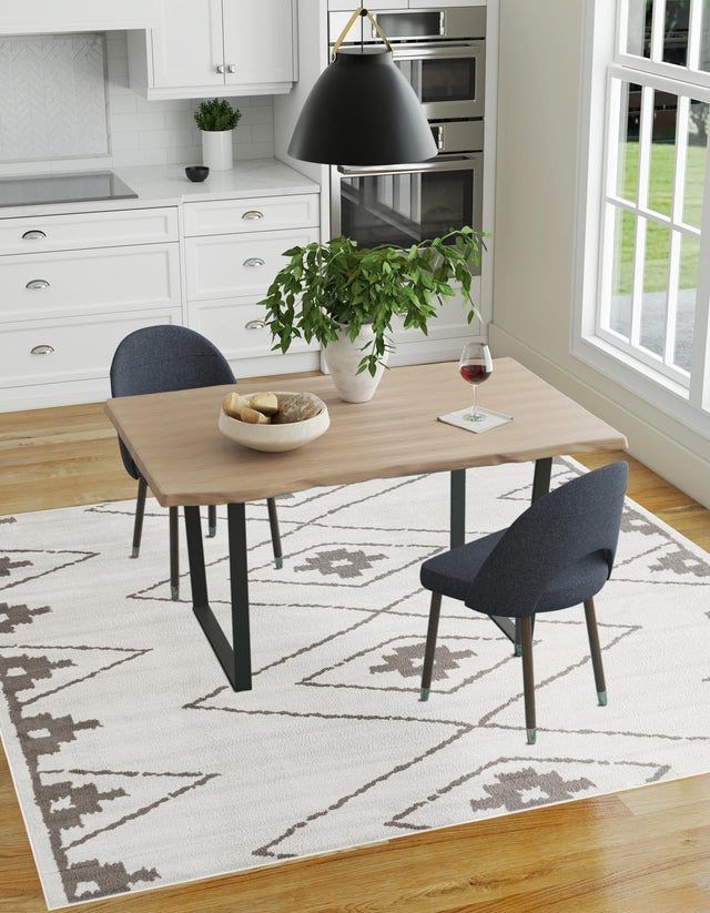 Ivory 10' x 10' Norge Square Area Rug 100% Polypropylene Easy Clean Non Shed Stain Resistant Modern Carpet for Home Interior Design for Sale at Rug Engine
