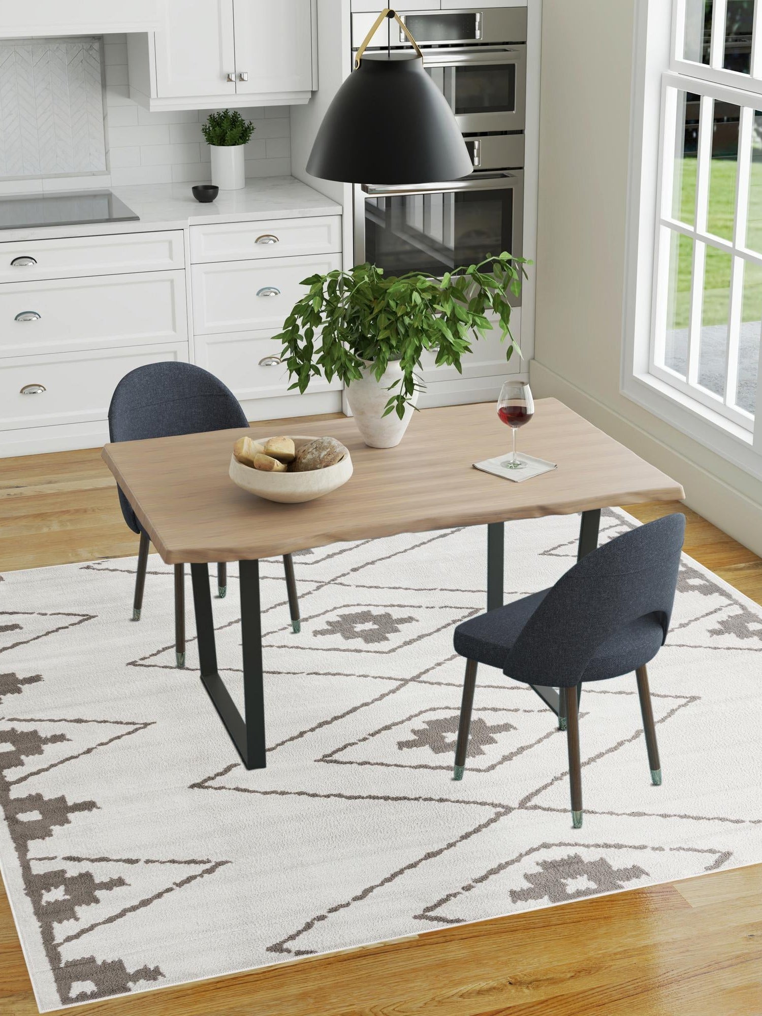 Ivory 7' 10 x 7' 10 Norge Square Area Rug 100% Polypropylene Easy Clean Non Shed Stain Resistant Modern Carpet for Home Interior Design for Sale at Rug Engine