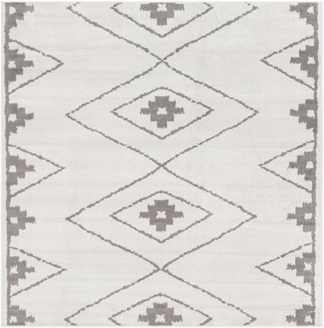 Ivory 7' 10 x 7' 10 Norge Square Area Rug 100% Polypropylene Easy Clean Non Shed Stain Resistant Modern Carpet for Home Interior Design for Sale at Rug Engine