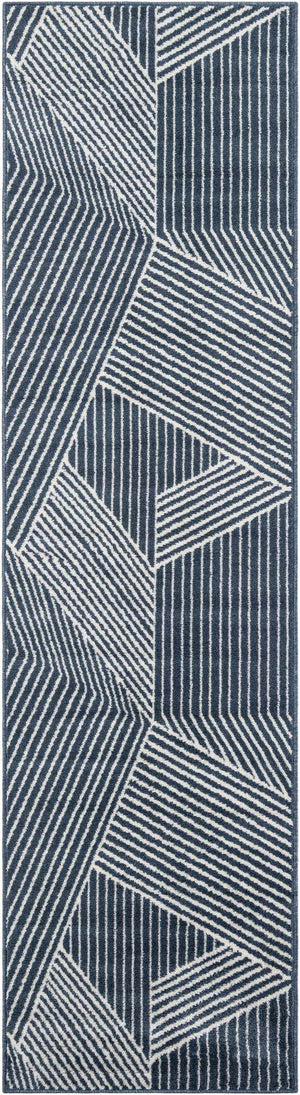 Blue 2' 7 x 10' Norge Runner Area Rug 100% Polypropylene Easy Clean Non Shed Stain Resistant Modern Carpet for Home Interior Design for Sale at Rug Engine