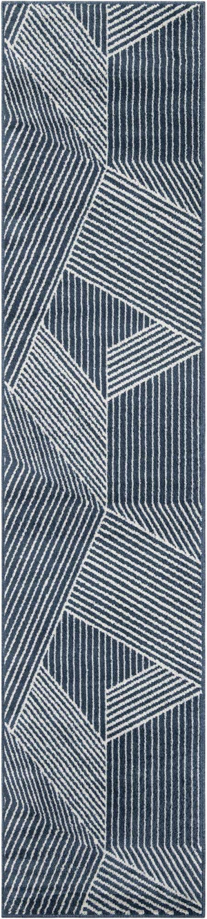 Blue 2' 7 x 12' Norge Runner Area Rug 100% Polypropylene Easy Clean Non Shed Stain Resistant Modern Carpet for Home Interior Design for Sale at Rug Engine