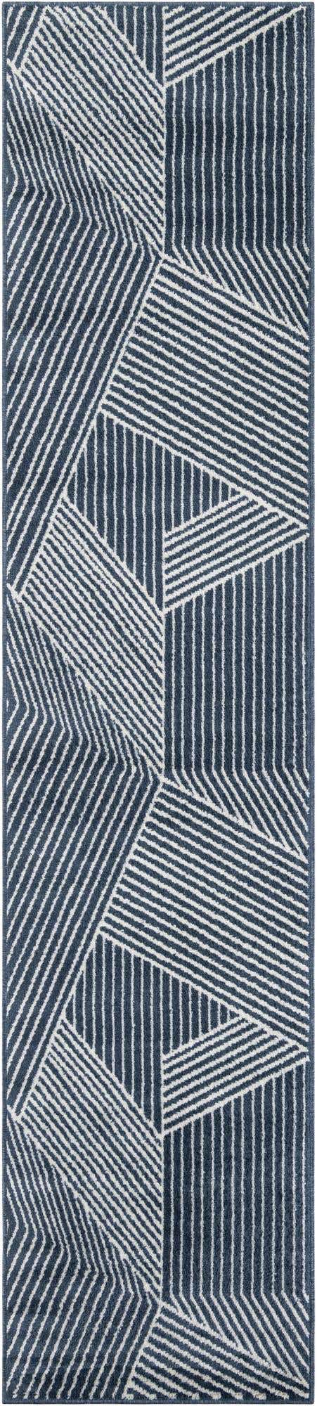 Blue 2' 7 x 12' Norge Runner Area Rug 100% Polypropylene Easy Clean Non Shed Stain Resistant Modern Carpet for Home Interior Design for Sale at Rug Engine