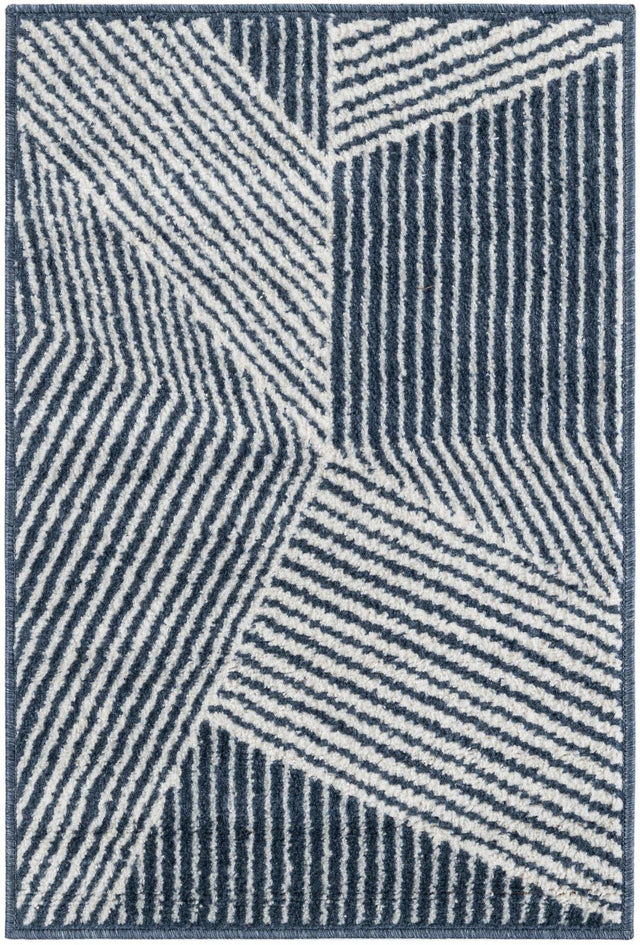 Blue 2' x 3' 1 Norge Rectangle Area Rug 100% Polypropylene Easy Clean Non Shed Stain Resistant Modern Carpet for Home Interior Design for Sale at Rug Engine