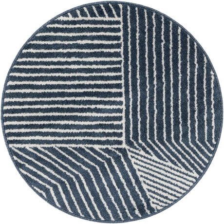Blue 3' 1 x 3' 1 Norge Round Area Rug 100% Polypropylene Easy Clean Non Shed Stain Resistant Modern Carpet for Home Interior Design for Sale at Rug Engine