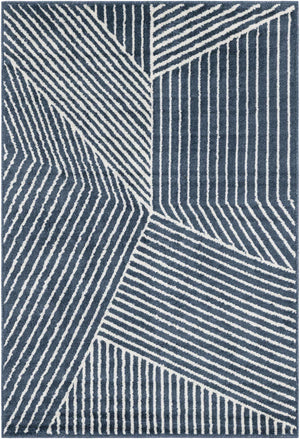 Blue 4' 1 x 6' 1 Norge Rectangle Area Rug 100% Polypropylene Easy Clean Non Shed Stain Resistant Modern Carpet for Home Interior Design for Sale at Rug Engine