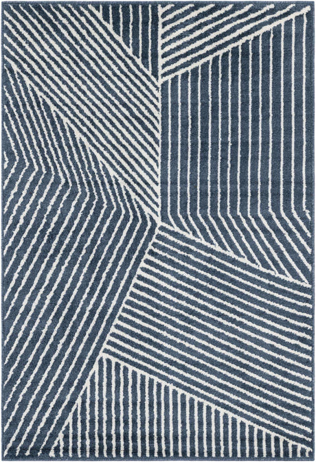 Blue 4' 1 x 6' 1 Norge Rectangle Area Rug 100% Polypropylene Easy Clean Non Shed Stain Resistant Modern Carpet for Home Interior Design for Sale at Rug Engine