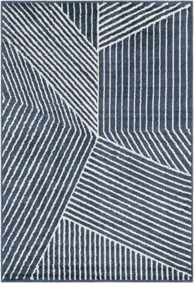 Blue 4' 1 x 6' 1 Norge Rectangle Area Rug 100% Polypropylene Easy Clean Non Shed Stain Resistant Modern Carpet for Home Interior Design for Sale at Rug Engine