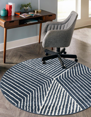 Blue 3' 1 x 3' 1 Norge Round Area Rug 100% Polypropylene Easy Clean Non Shed Stain Resistant Modern Carpet for Home Interior Design for Sale at Rug Engine