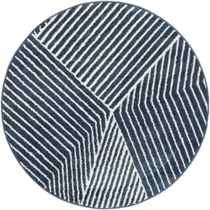 Blue 5' 1 x 5' 1 Norge Round Area Rug 100% Polypropylene Easy Clean Non Shed Stain Resistant Modern Carpet for Home Interior Design for Sale at Rug Engine
