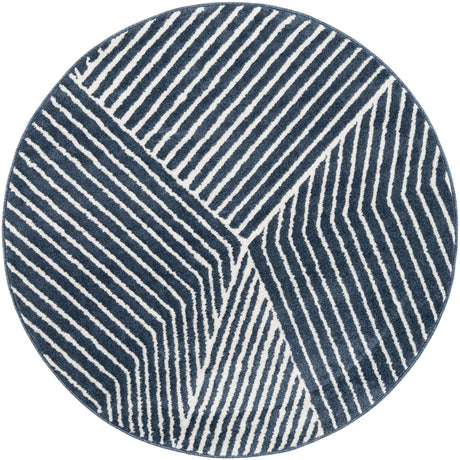 Blue 5' 1 x 5' 1 Norge Round Area Rug 100% Polypropylene Easy Clean Non Shed Stain Resistant Modern Carpet for Home Interior Design for Sale at Rug Engine