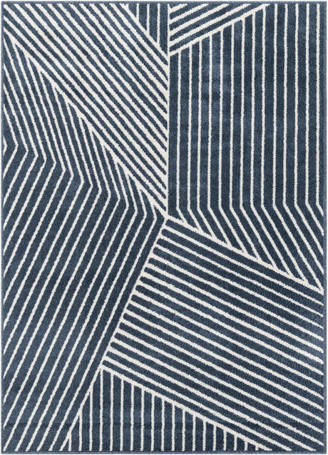 Blue 5' 1 x 7' 1 Norge Rectangle Area Rug 100% Polypropylene Easy Clean Non Shed Stain Resistant Modern Carpet for Home Interior Design for Sale at Rug Engine