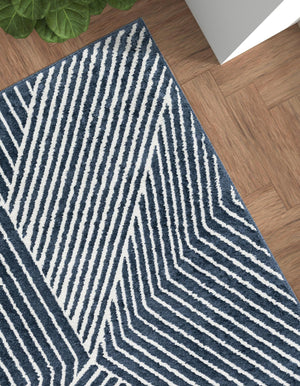 Blue 7' 10 x 10' Norge Rectangle Area Rug 100% Polypropylene Easy Clean Non Shed Stain Resistant Modern Carpet for Home Interior Design for Sale at Rug Engine