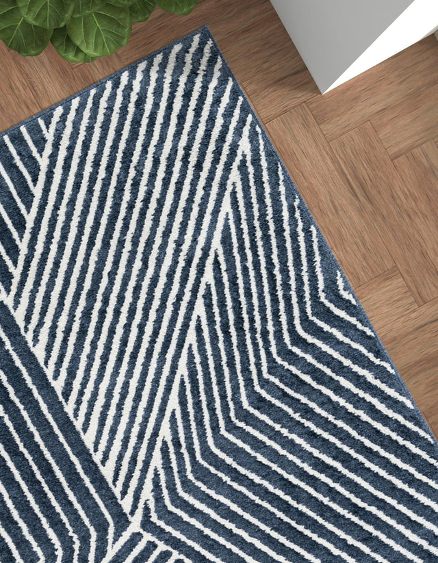 Blue 7' 10 x 10' Norge Rectangle Area Rug 100% Polypropylene Easy Clean Non Shed Stain Resistant Modern Carpet for Home Interior Design for Sale at Rug Engine