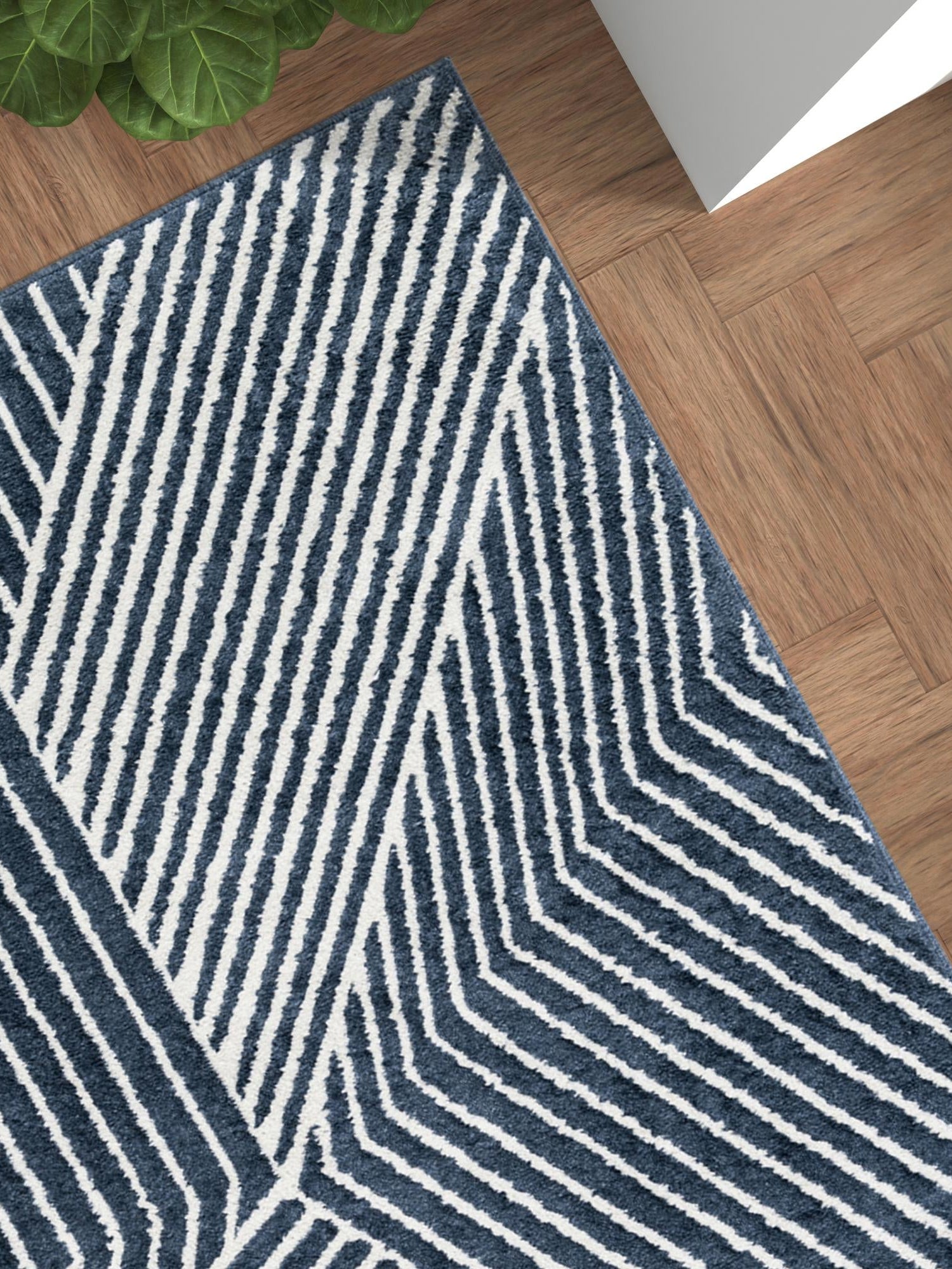 Blue 5' 1 x 8' Norge Rectangle Area Rug 100% Polypropylene Easy Clean Non Shed Stain Resistant Modern Carpet for Home Interior Design for Sale at Rug Engine