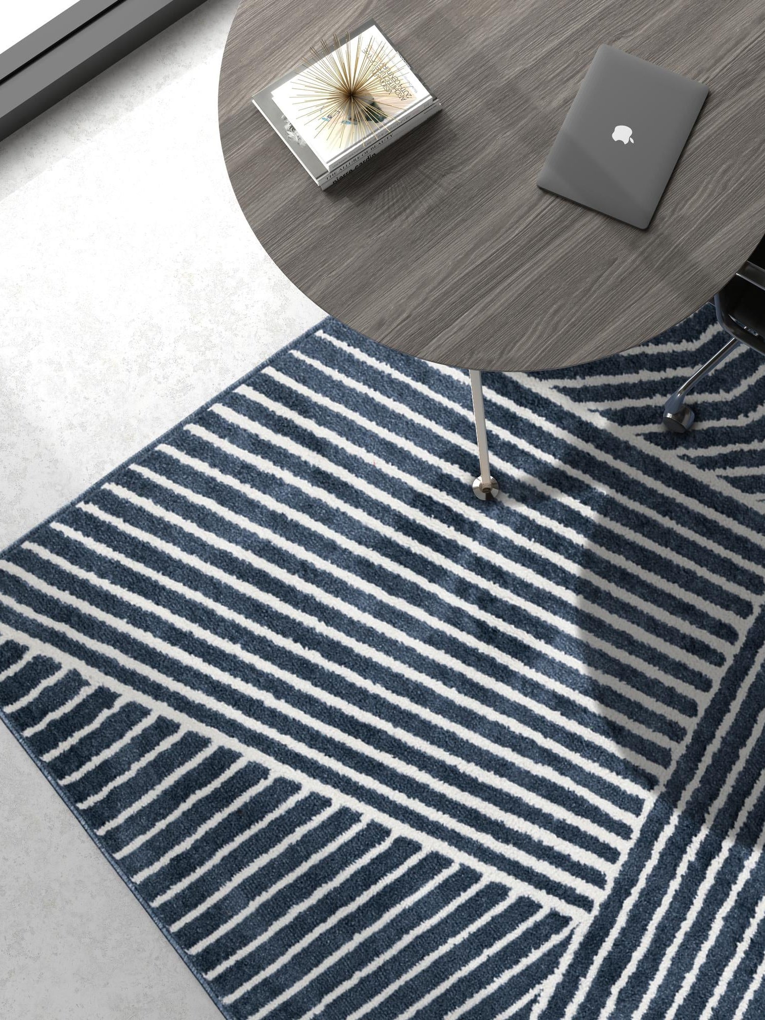 Blue 6' 1 x 9' Norge Rectangle Area Rug 100% Polypropylene Easy Clean Non Shed Stain Resistant Modern Carpet for Home Interior Design for Sale at Rug Engine