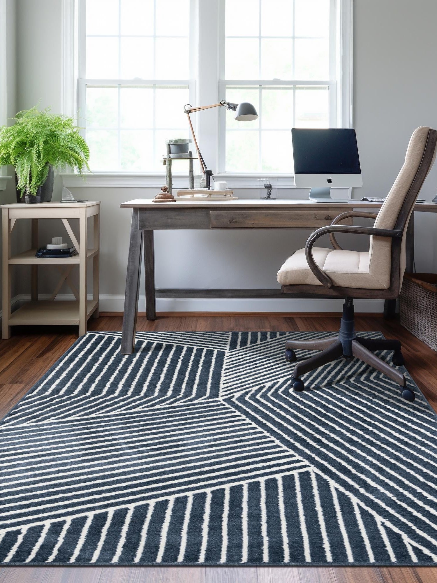 Blue 5' 1 x 8' Norge Rectangle Area Rug 100% Polypropylene Easy Clean Non Shed Stain Resistant Modern Carpet for Home Interior Design for Sale at Rug Engine