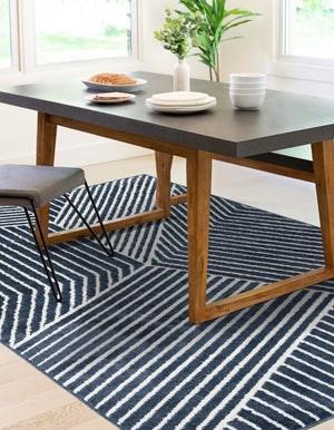 Blue 7' 10 x 10' Norge Rectangle Area Rug 100% Polypropylene Easy Clean Non Shed Stain Resistant Modern Carpet for Home Interior Design for Sale at Rug Engine