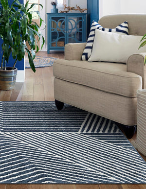 Blue 6' 1 x 9' Norge Rectangle Area Rug 100% Polypropylene Easy Clean Non Shed Stain Resistant Modern Carpet for Home Interior Design for Sale at Rug Engine